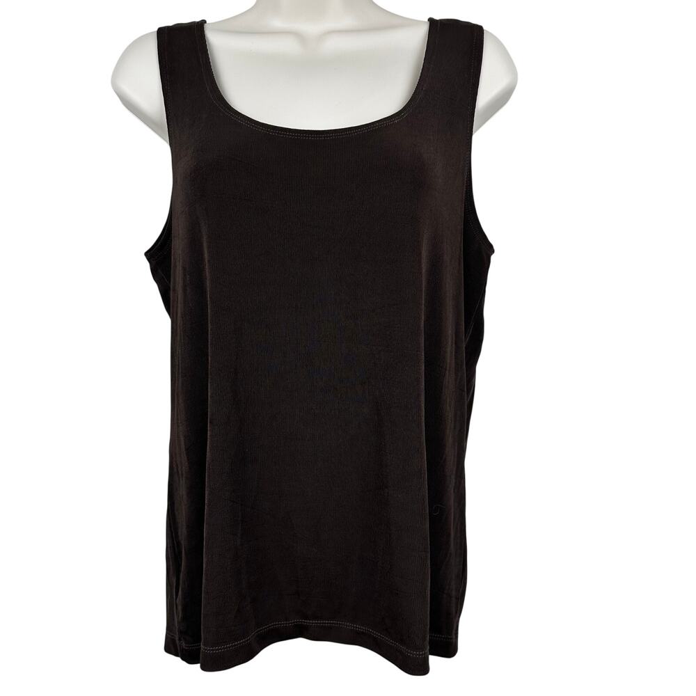 NEW Chico's Travelers Tank Top Blouse Sleeveless Brown Chicos 2 US Lg Slinky
